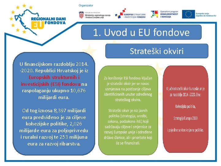 U financijskom razdoblju 2014. -2020. Republici Hrvatskoj je iz Europskih strukturnih i investicijskih (ESI)