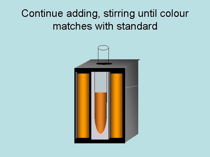 Continue adding, stirring until colour matches with standard 