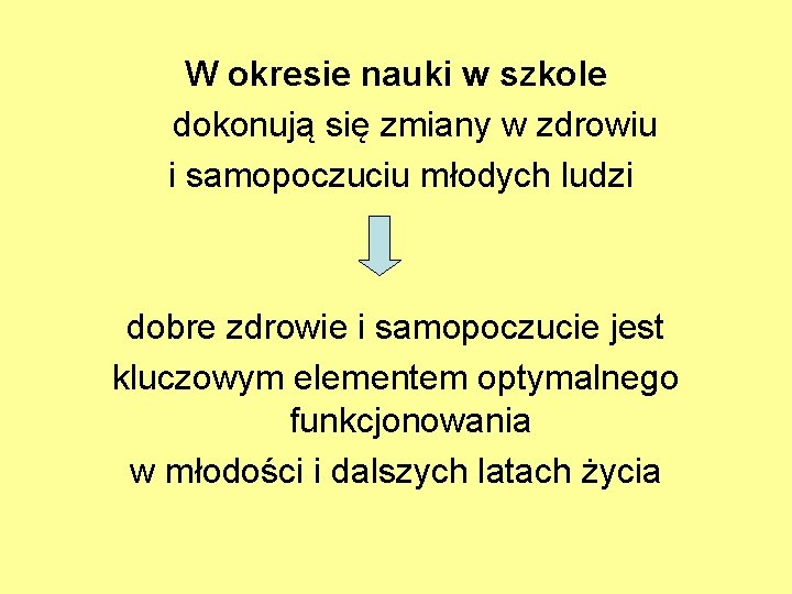 W okresie nauki w szkole dokonują się zmiany w zdrowiu i samopoczuciu młodych ludzi