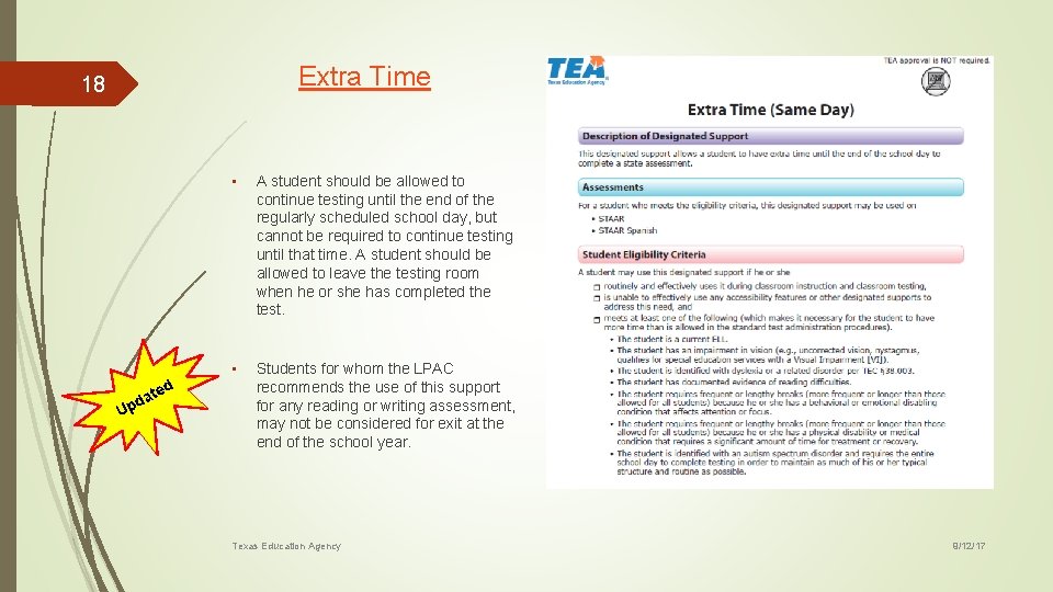  Extra Time 18 ted U a pd • A student should be allowed