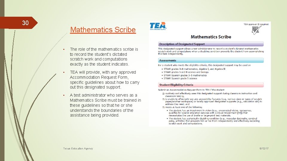 30 Mathematics Scribe • The role of the mathematics scribe is to record the