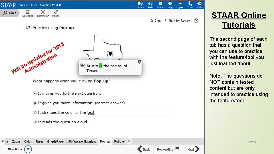 STAAR Online Tutorials 56 8 01 r 2 o f d on e t