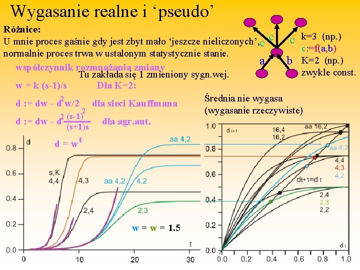 Wygasanie realne i ‘pseudo’ Różnice: c k=3 (np. ) U mnie proces gaśnie gdy