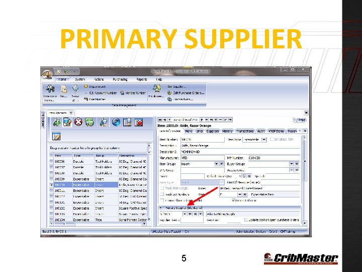 PRIMARY SUPPLIER 5 