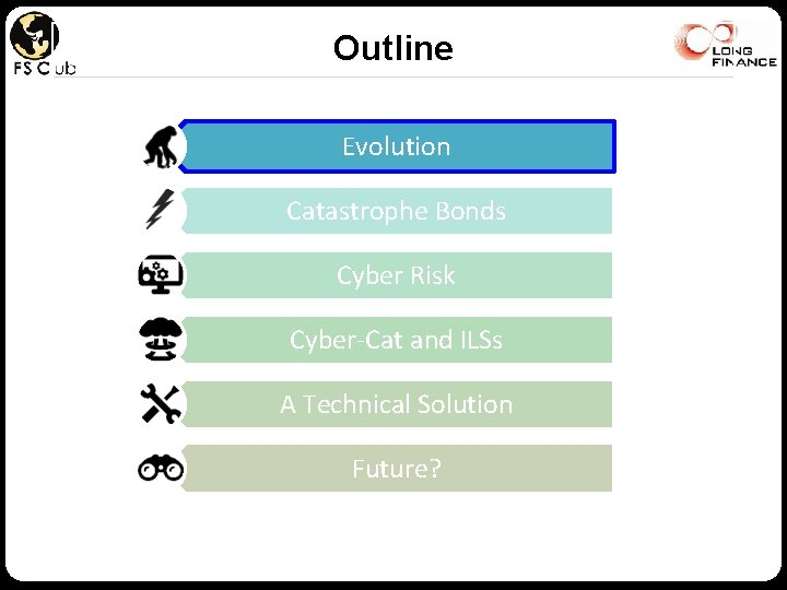 Outline Evolution Catastrophe Bonds Cyber Risk Cyber-Cat and ILSs A Technical Solution Future? 