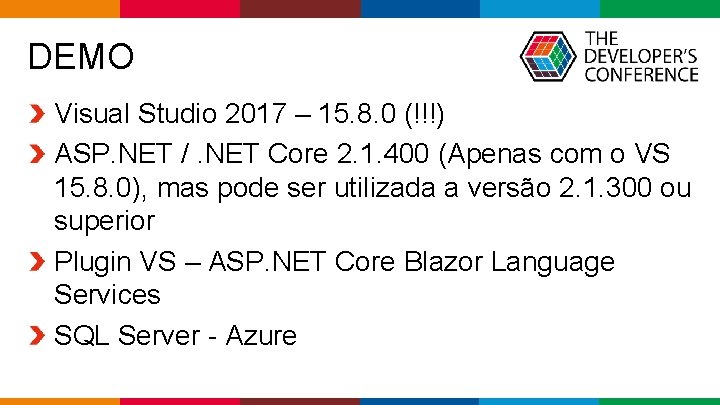 DEMO Visual Studio 2017 – 15. 8. 0 (!!!) ASP. NET /. NET Core