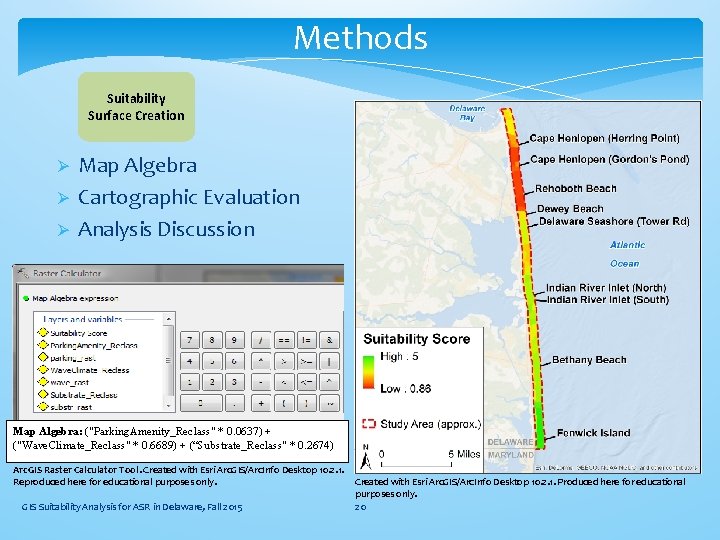 Methods Suitability Surface Creation Ø Ø Ø Map Algebra Cartographic Evaluation Analysis Discussion Map