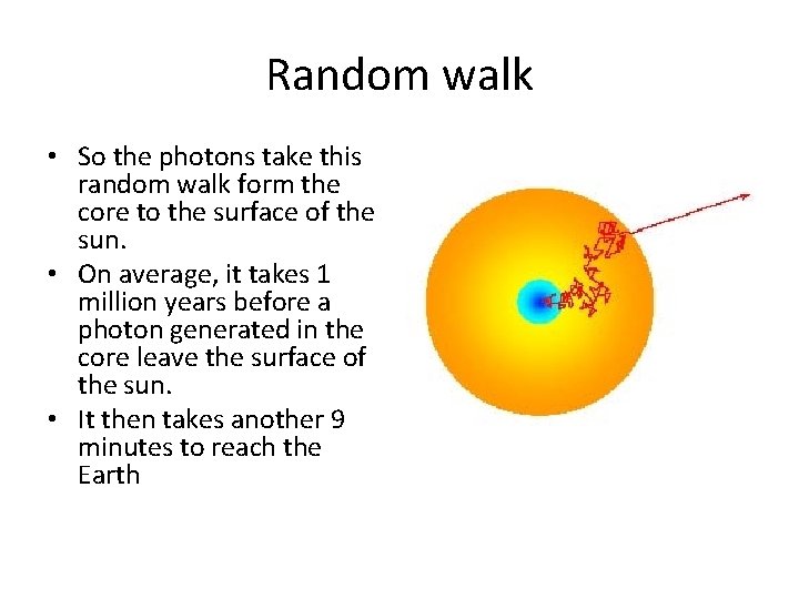 Random walk • So the photons take this random walk form the core to