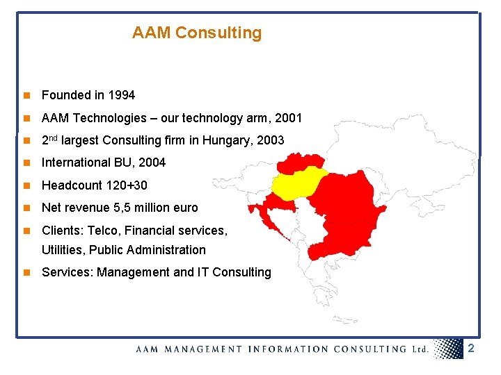 AAM Consulting n Founded in 1994 n AAM Technologies – our technology arm, 2001