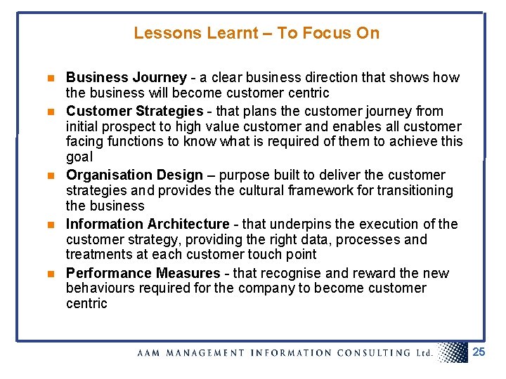 Lessons Learnt – To Focus On n n Business Journey - a clear business