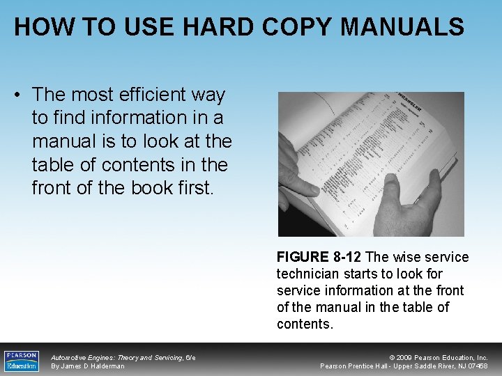 HOW TO USE HARD COPY MANUALS • The most efficient way to find information