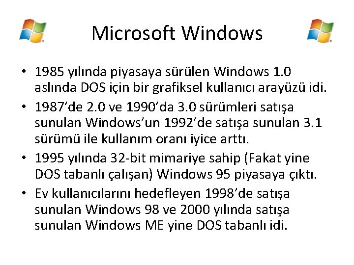 Microsoft Windows • 1985 yılında piyasaya sürülen Windows 1. 0 aslında DOS için bir