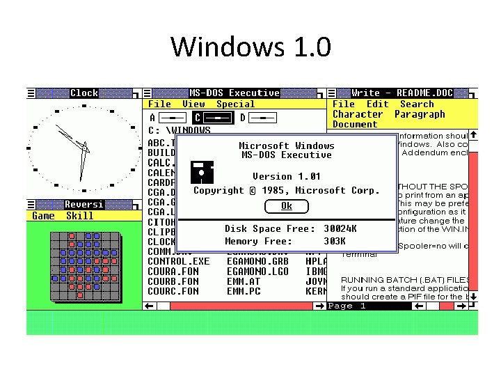 Windows 1. 0 