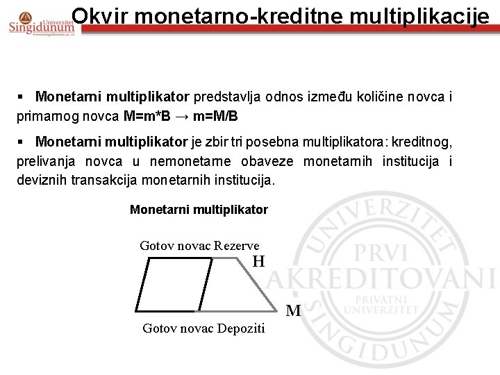 Okvir monetarno-kreditne multiplikacije § Monetarni multiplikator predstavlja odnos između količine novca i primarnog novca