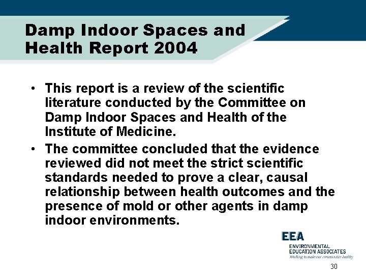 Damp Indoor Spaces and Health Report 2004 • This report is a review of