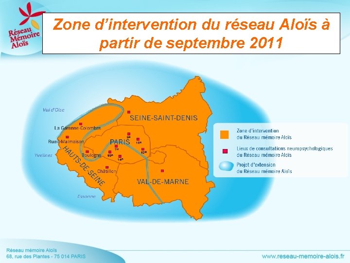 Zone d’intervention du réseau Aloïs à partir de septembre 2011 