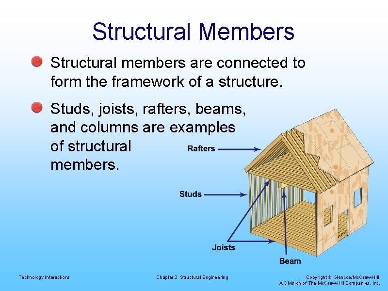 Structural Members Structural members are connected to form the framework of a structure. Studs,