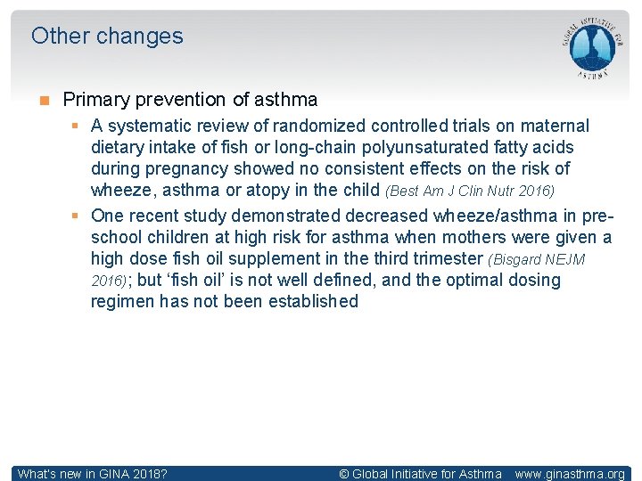 Other changes Primary prevention of asthma § A systematic review of randomized controlled trials