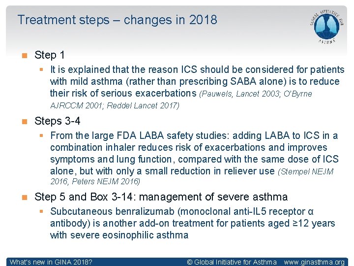 Treatment steps – changes in 2018 Step 1 § It is explained that the