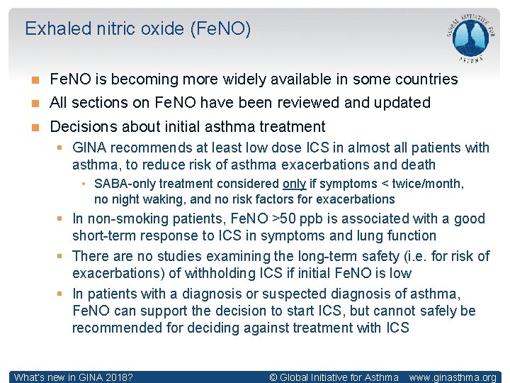 Exhaled nitric oxide (Fe. NO) Fe. NO is becoming more widely available in some Exhaled nitric oxide (Fe. NO) Fe. NO is becoming more widely available in some