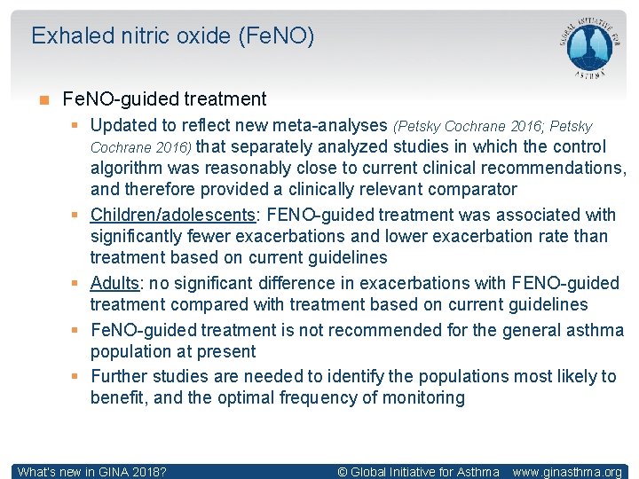 Exhaled nitric oxide (Fe. NO) Fe. NO-guided treatment § Updated to reflect new meta-analyses