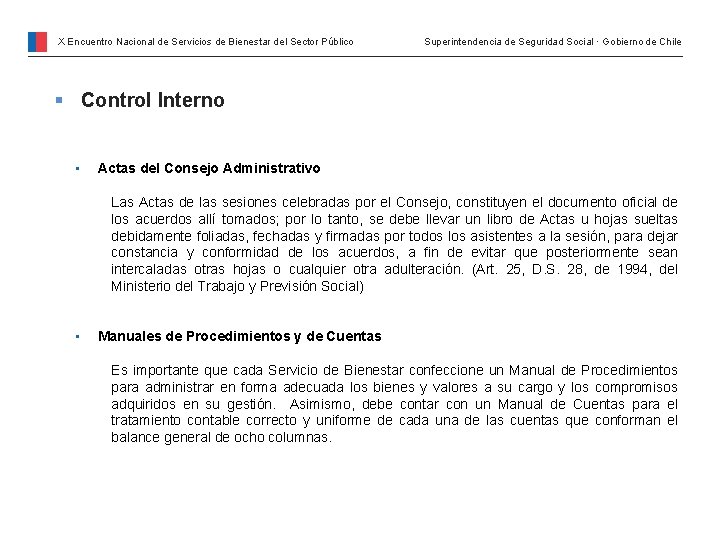 X Encuentro Nacional de Servicios de Bienestar del Sector Público Superintendencia de Seguridad Social