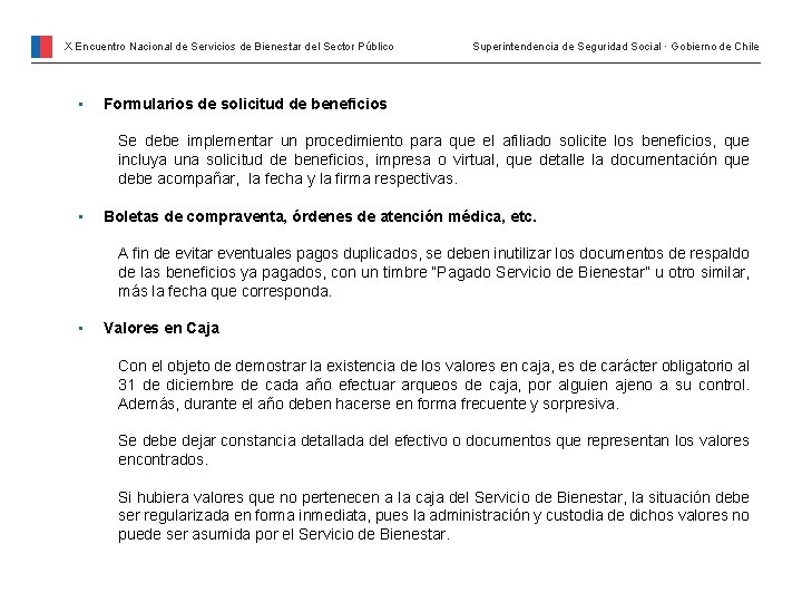 X Encuentro Nacional de Servicios de Bienestar del Sector Público • Superintendencia de Seguridad