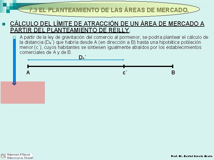 7. 3 EL PLANTEAMIENTO DE LAS ÁREAS DE MERCADO. n CÁLCULO DEL LÍMITE DE