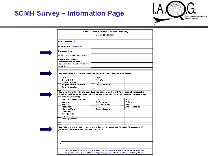 SCMH Survey – Information Page 13 