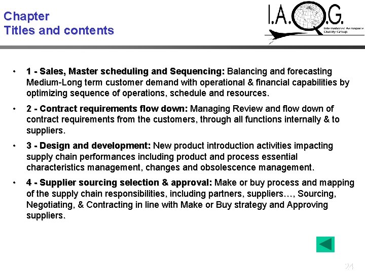 Chapter Titles and contents • 1 - Sales, Master scheduling and Sequencing: Balancing and