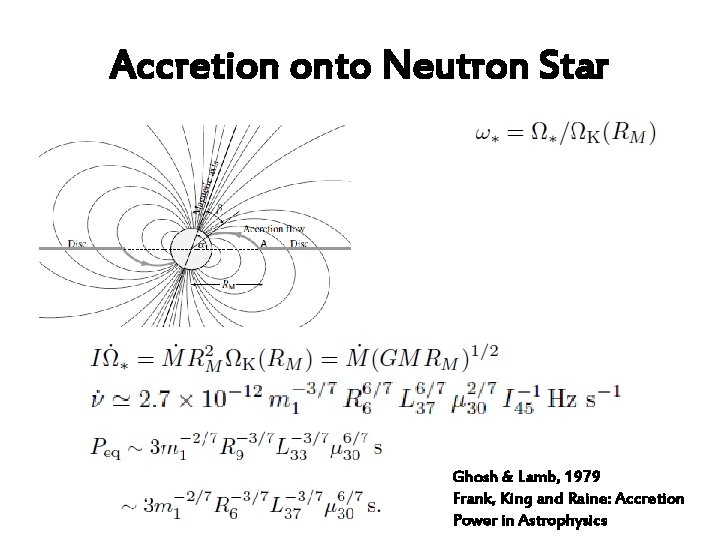 Accretion onto Neutron Star Ghosh & Lamb, 1979 Frank, King and Raine: Accretion Power