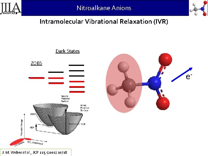 Nitroalkane Anions Intramolecular Vibrational Relaxation (IVR) Dark States ZOBS e- J. M. Weber et