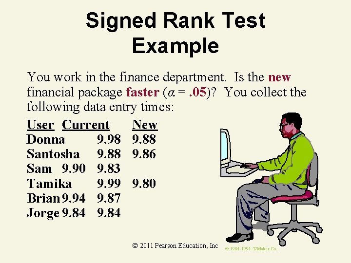 Signed Rank Test Example You work in the finance department. Is the new financial Signed Rank Test Example You work in the finance department. Is the new financial