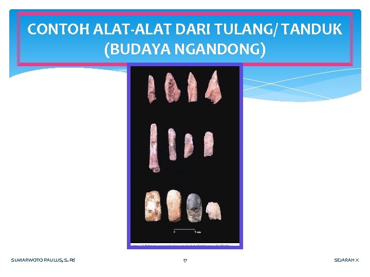 CONTOH ALAT-ALAT DARI TULANG/ TANDUK (BUDAYA NGANDONG) SUMARWOTO PAULUS, S. Pd 17 SEJARAH X