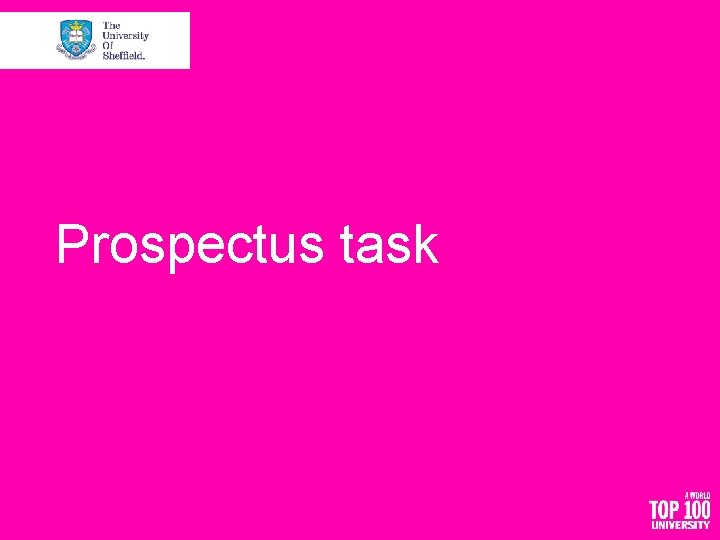 Prospectus task 