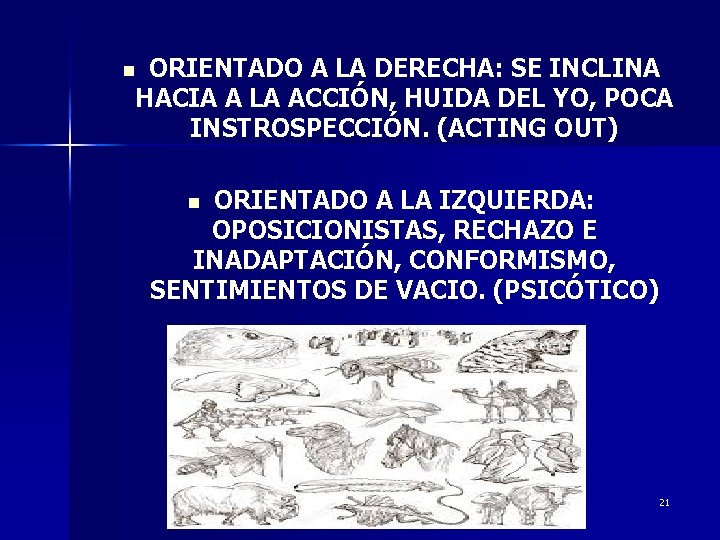 ORIENTADO A LA DERECHA: SE INCLINA HACIA A LA ACCIÓN, HUIDA DEL YO, POCA