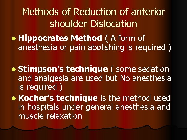 Methods of Reduction of anterior shoulder Dislocation l Hippocrates Method ( A form of