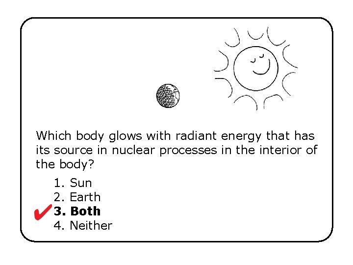 Which body glows with radiant energy that has its source in nuclear processes in