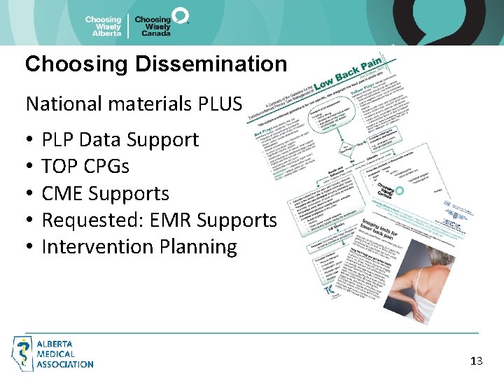 Choosing Dissemination National materials PLUS • • • PLP Data Support TOP CPGs CME