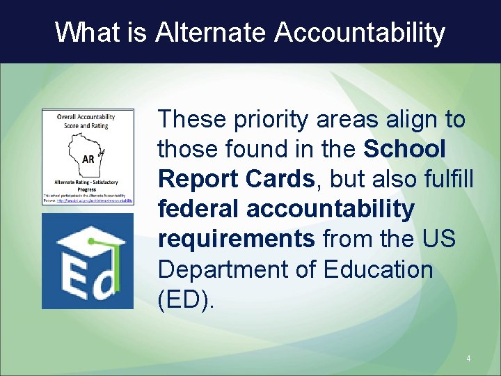 What is Alternate Accountability These priority areas align to those found in the School