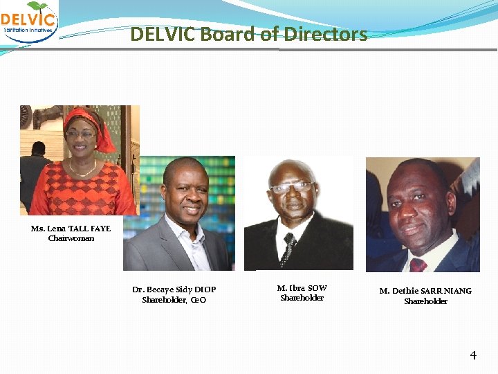 DELVIC Board of Directors Ms. Lena TALL FAYE Chairwoman Dr. Becaye Sidy DIOP Shareholder,