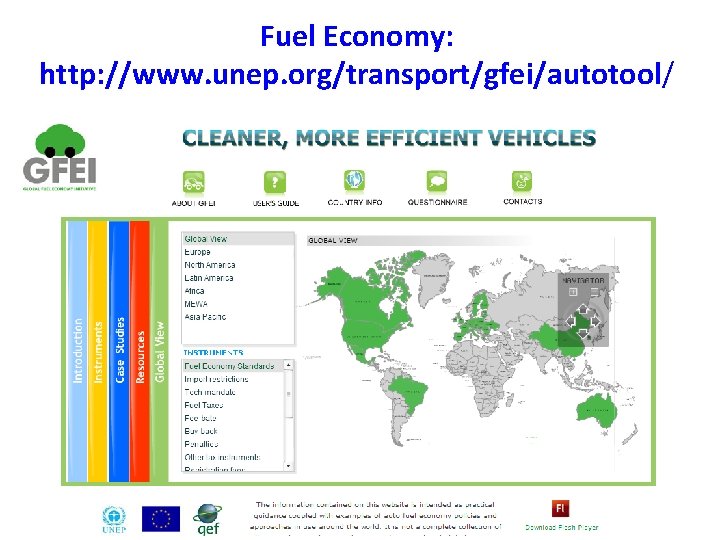 Fuel Economy: http: //www. unep. org/transport/gfei/autotool/ 