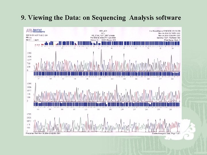 9. Viewing the Data: on Sequencing Analysis software 