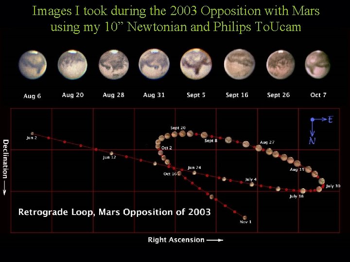 Images I took during the 2003 Opposition with Mars using my 10” Newtonian and Images I took during the 2003 Opposition with Mars using my 10” Newtonian and