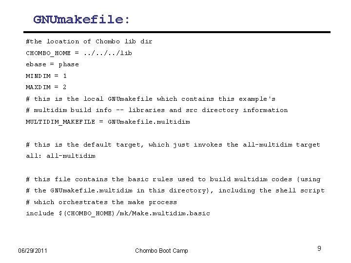 GNUmakefile: #the location of Chombo lib dir CHOMBO_HOME =. . /lib ebase = phase