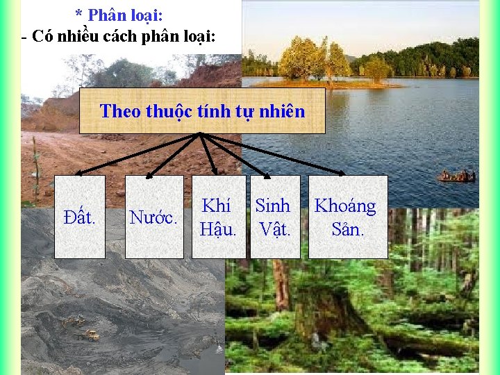 * Phân loại: - Có nhiều cách phân loại: Theo thuộc tính tự nhiên