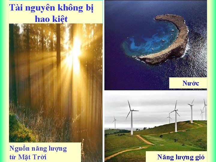 Tài nguyên không bị hao kiệt Nước Nguồn năng lượng từ Mặt Trời Năng