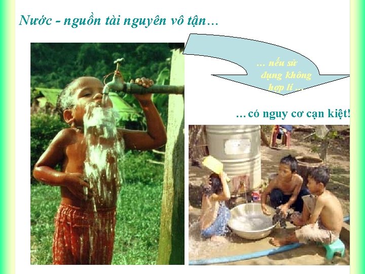 Nước - nguồn tài nguyên vô tận… … nếu sử dụng không hợp lí