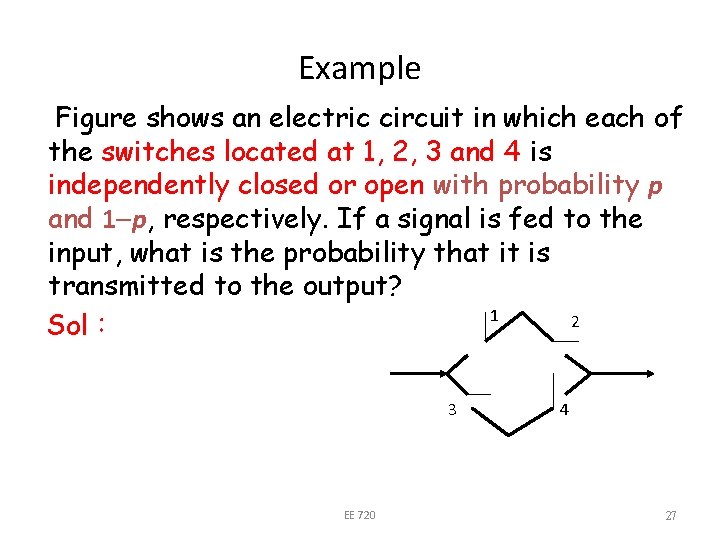 Example Figure shows an electric circuit in which each of the switches located at