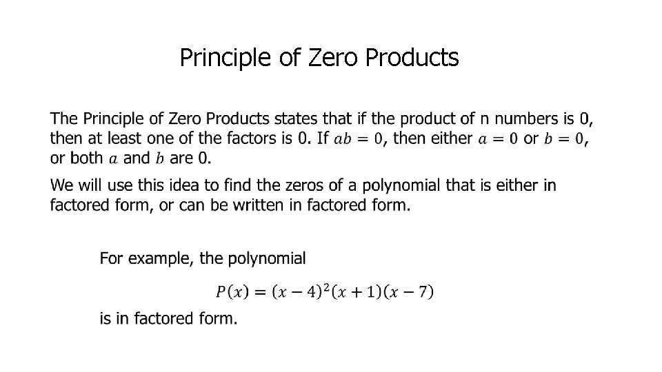 Principle of Zero Products • 